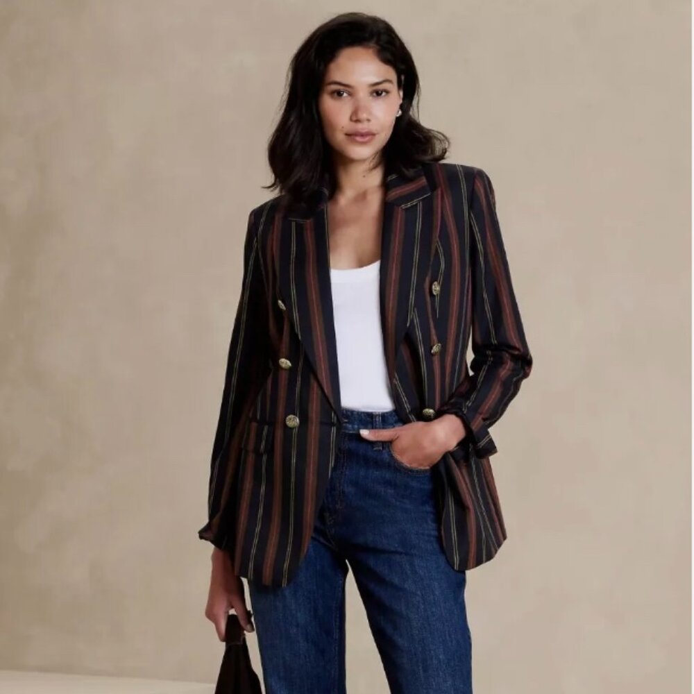 NWT Banana Republic Factory Petite Striped Icon Blazer
